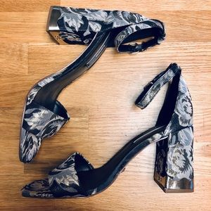 Paisley block heels.